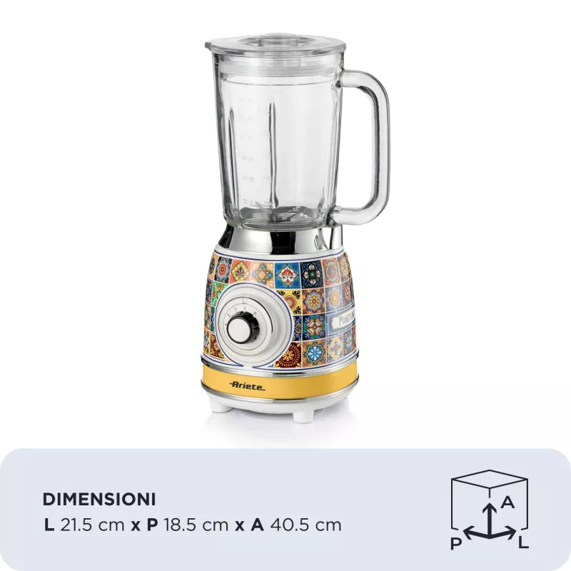 Ariete 583 Positano blender 1,5-liitrise klaaskannuga, 4 roostevabast terasest teraga, 4 kiirust + impulss, 1000 W