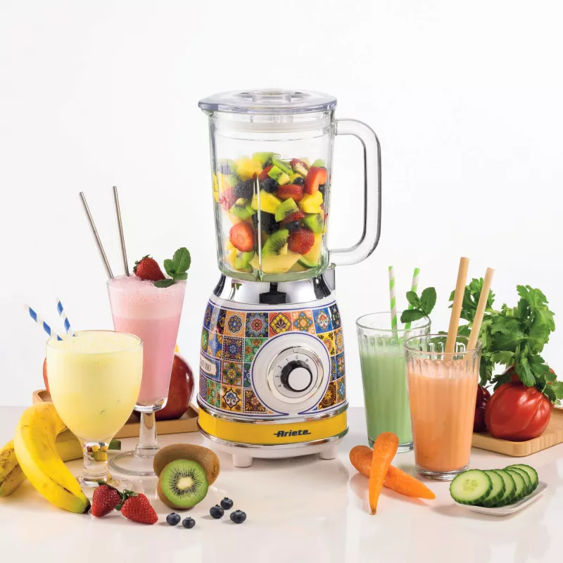 Ariete 583 Positano blender 1,5-liitrise klaaskannuga, 4 roostevabast terasest teraga, 4 kiirust + impulss, 1000 W