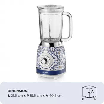 Ariete 583 Capri blender 1,5-liitrise klaaskannuga, 4 roostevabast terasest tera, 4 kiirust + impulss, 1000 W