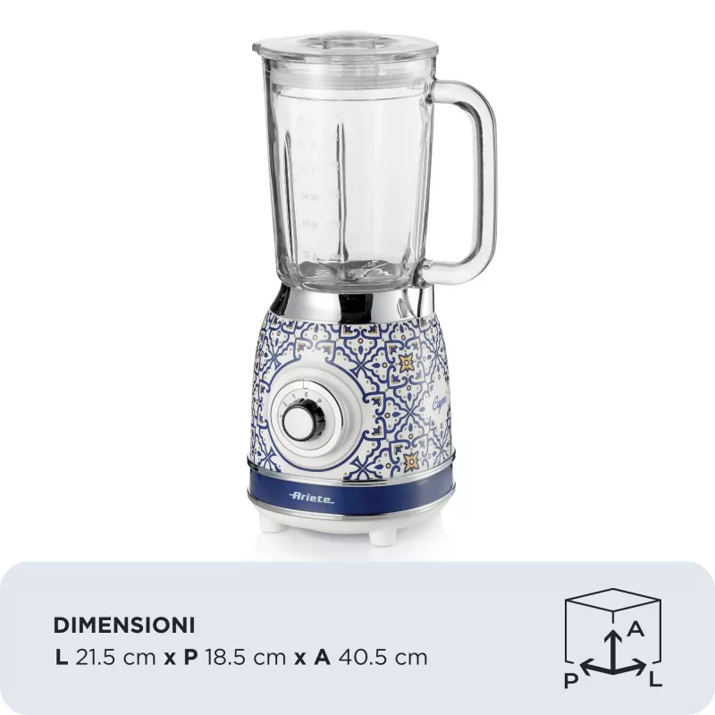 Ariete 583 Capri blender 1,5-liitrise klaaskannuga, 4 roostevabast terasest tera, 4 kiirust + impulss, 1000 W
