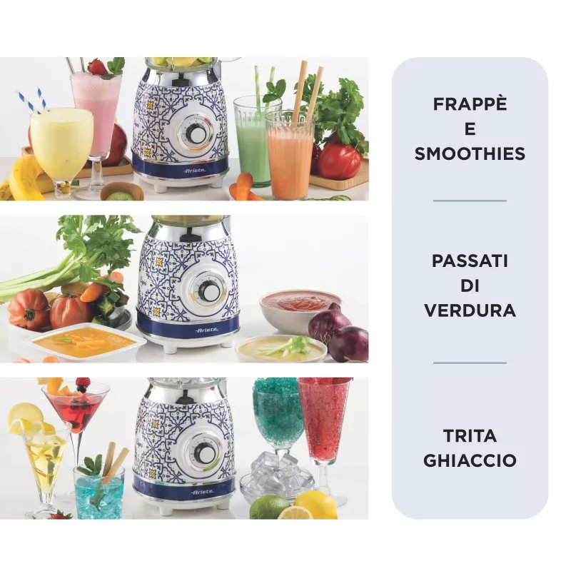 Ariete 583 Capri blender 1,5-liitrise klaaskannuga, 4 roostevabast terasest tera, 4 kiirust + impulss, 1000 W