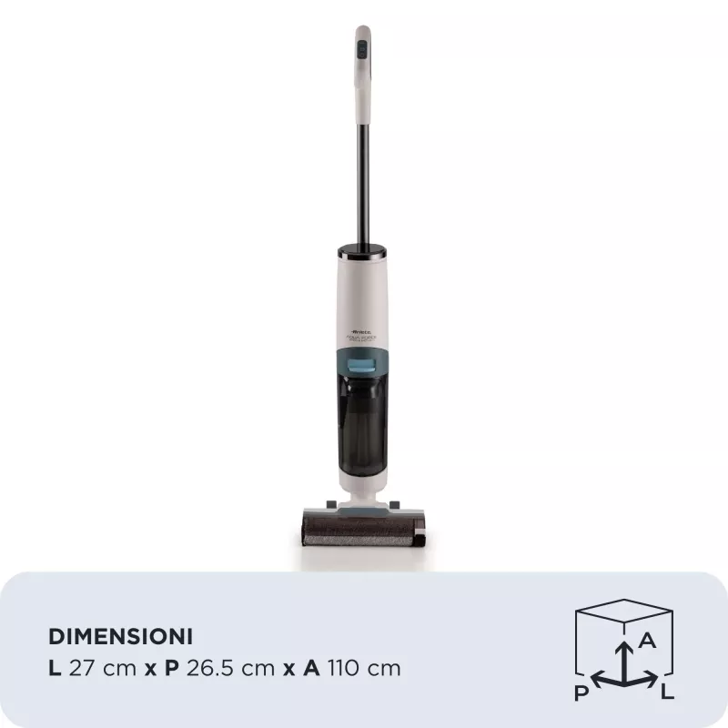 Ariete 2483 Aqua Force Wash & Vacuum, nutikas tolmuimeja, juhtmevaba põrandapuhastusvahend, juhtmevaba, imeb ja puhastab, lemmikloomakarvad, kuiv ja märg mustus, 700 ml mahutavus, tarvikud kaasas