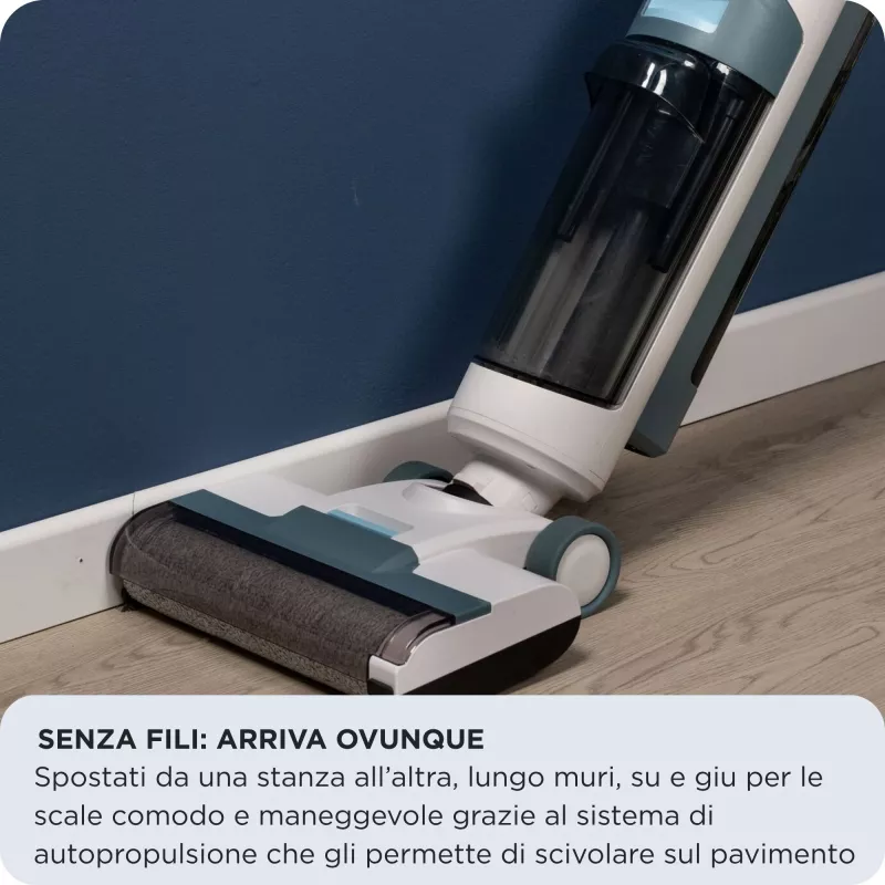 Ariete 2483 Aqua Force Wash & Vacuum, nutikas tolmuimeja, juhtmevaba põrandapuhastusvahend, juhtmevaba, imeb ja puhastab, lemmikloomakarvad, kuiv ja märg mustus, 700 ml mahutavus, tarvikud kaasas