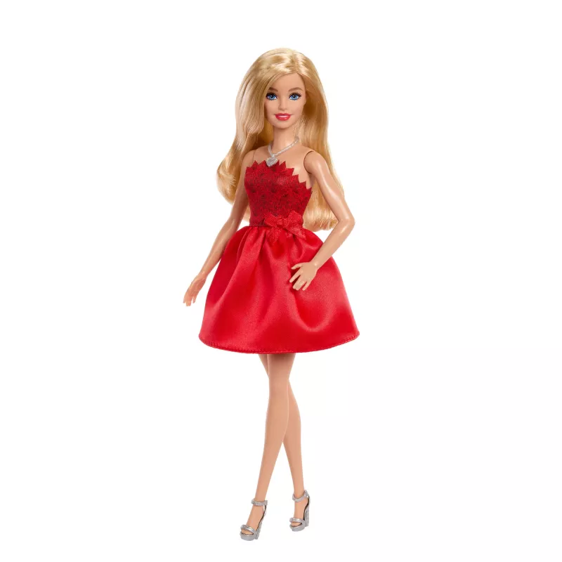 Barbie Mattel 80. aastapäeva rubiinpunane pidulik moenukk, punases kleidis koos aksessuaaridega