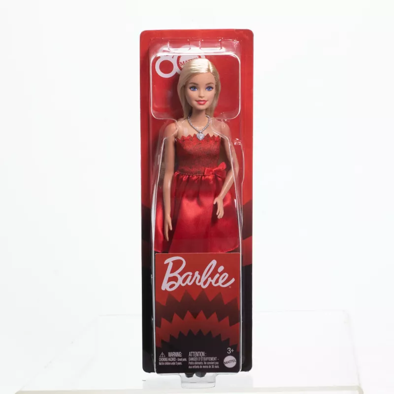 Barbie Mattel 80. aastapäeva rubiinpunane pidulik moenukk, punases kleidis koos aksessuaaridega