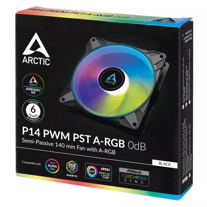 ARCTIC P14 PWM PST A-RGB 0dB - Poolpassiivne 140 mm ventilaator digitaalse A-RGB-ga