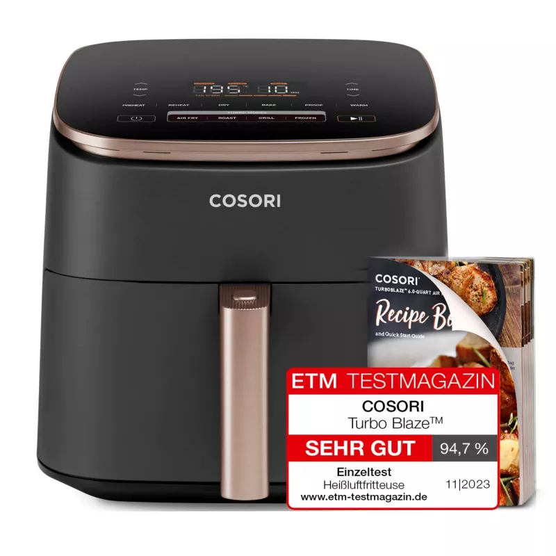Cosori Turbo Blaze Chef Edition Single 6 L Stand-alone 1725 W Hot air fryer Must, Roosa kuld