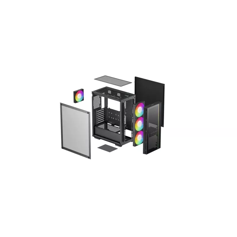Arvutikorpus DeepCool MATREXX55 V4 C Midi Tower Must — karastatud klaas, ATX/microATX tugi, USB-C, max GPU 370mm