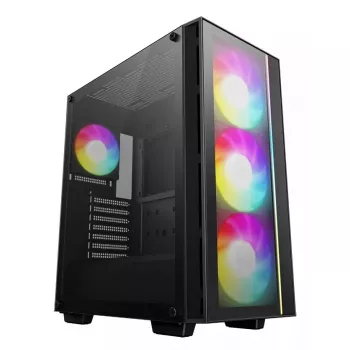 Arvutikorpus DeepCool MATREXX55 V4 C Midi Tower Must — karastatud klaas, ATX/microATX tugi, USB-C, max GPU 370mm