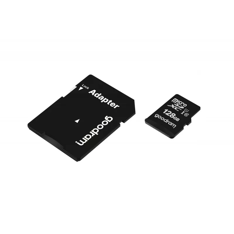 MicroSDXC välkmälu GOODRAM 128GB UHS-I Class 10 (lugemine 100 MB/s, kirjutamine 10 MB/s) SD-adapteriga