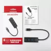 Axagon HUE-M1C 4x USB 3.2 Gen 1 MINI jaotur, metallist, 20 cm USB-C kaabel