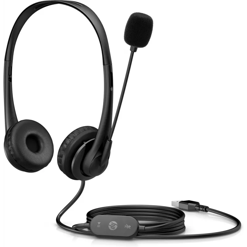 HP Stereo USB-peakomplekt G2, juhtmega, kontor/kõnekeskus, 90 g, peakomplekt, must