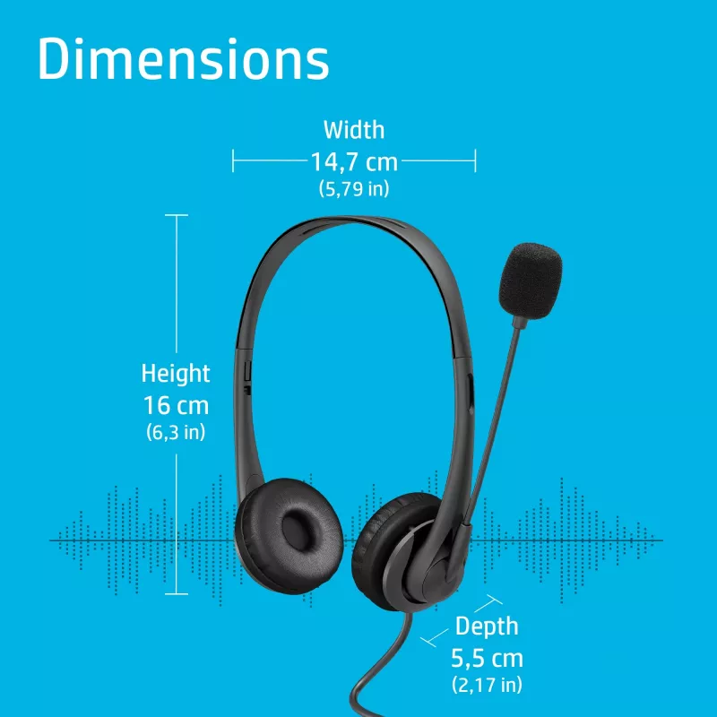 HP Stereo USB-peakomplekt G2, juhtmega, kontor/kõnekeskus, 90 g, peakomplekt, must