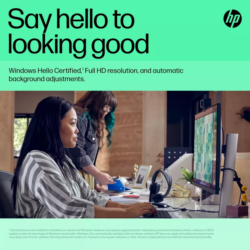 HP 625 FHD veebikaamera, 4 MP, 1920 x 1080 pikslit, Full HD, äriklass, USB, must