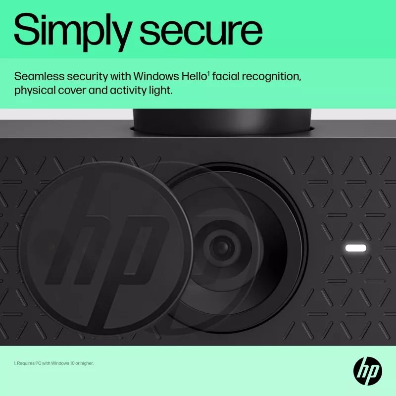 HP 625 FHD veebikaamera, 4 MP, 1920 x 1080 pikslit, Full HD, äriklass, USB, must