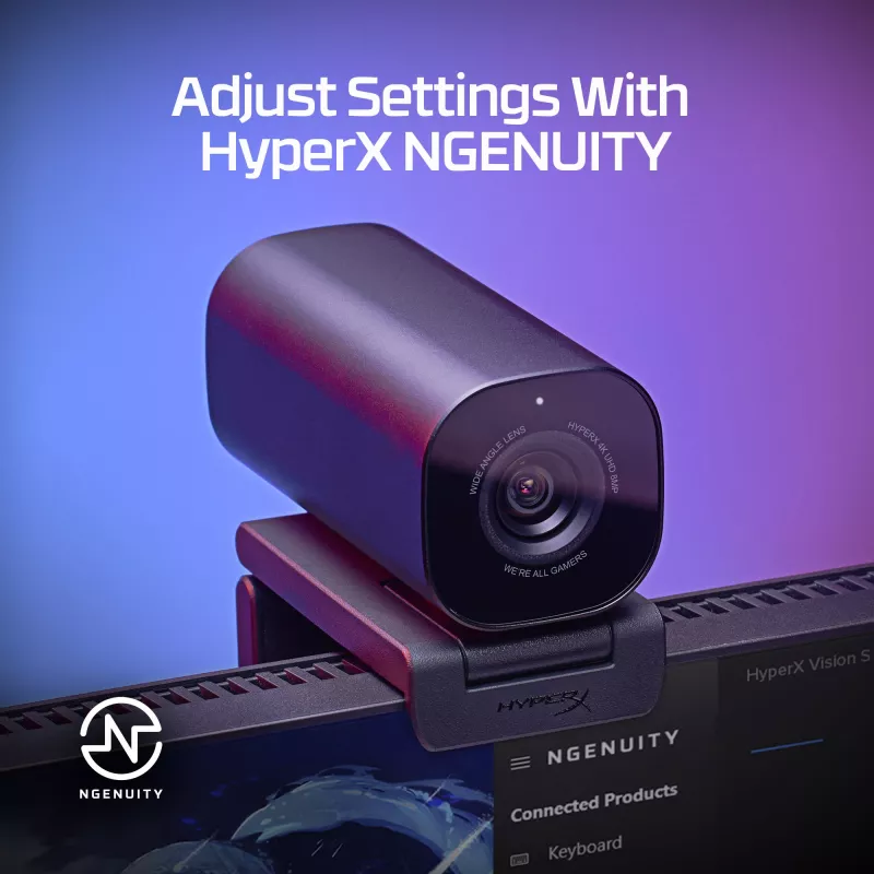 HyperX Vision S veebikaamera, must, Windows 10, Windows 11, Mac OS X 10.10 Yosemite, MacOS, ChromeOS, 45 mm, 93,3 mm