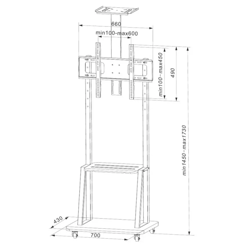 Techly ICA-TR33 reklaamekraani kinnitus 177.8 cm (70 tolli) Must