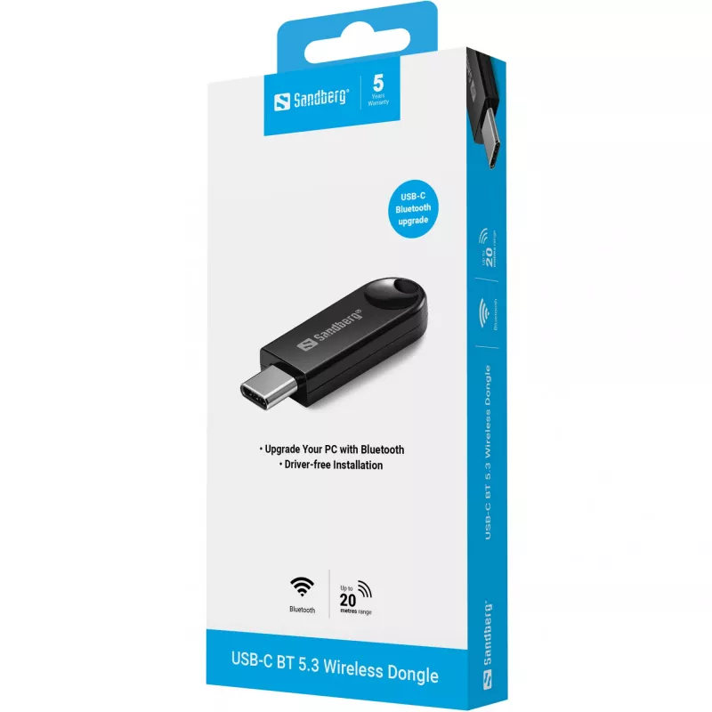 Juhtmeta USB-C Bluetooth 5.3 Dongel SANDBERG 136-69 arvutitele ja sülearvutitele