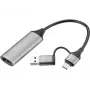 Sandberg HDMI Capture Link to USB-C/A, HDMI Type A (Standard), USB Type-A + USB Type-C, Female, Male, Straight, Straight