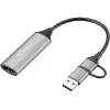 Sandberg HDMI Capture Link to USB-C/A, HDMI Type A (Standard), USB Type-A + USB Type-C, Female, Male, Straight, Straight