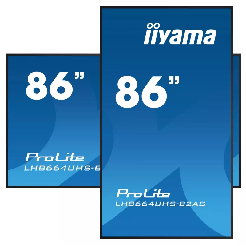 iiyama LH8664UHS-B2AG Signage Display Digitaalne siltide kuva 2.17 m (85.6 tolli) Wi-Fi 500 cd/m² 4K Ultra HD Must Sisseehitatud protsessor Android 11 24/7