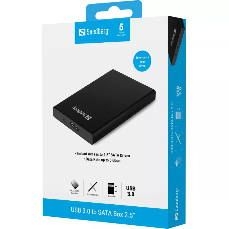 HDD/SSD-korpus Sandberg USB 3.0 to SATA Box 2.5''
