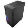 PC-korpus GEMBIRD Fornax 2000 RGB Midi Tower Must — Micro ATX/ITX/ATX, 1x120mm tagumine ventilaator, 2x2,5-tollist pesa, 2x3.0 USB-A, karastatud klaas