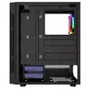 PC-korpus GEMBIRD Fornax 2000 RGB Midi Tower Must — Micro ATX/ITX/ATX, 1x120mm tagumine ventilaator, 2x2,5-tollist pesa, 2x3.0 USB-A, karastatud klaas