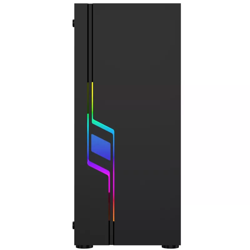 PC-korpus GEMBIRD Fornax 2000 RGB Midi Tower Must — Micro ATX/ITX/ATX, 1x120mm tagumine ventilaator, 2x2,5-tollist pesa, 2x3.0 USB-A, karastatud klaas