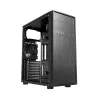 PC-korpus GEMBIRD Fornax 160 Mini Tower — must, SPCC, toetab ITX/mATX/ATX, 1×3,5-tolline + 3×2,5-tollist sahtlit, 7 laienduspesa, 445×185×390 mm