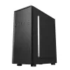 PC-korpus GEMBIRD Fornax 160 Mini Tower — must, SPCC, toetab ITX/mATX/ATX, 1×3,5-tolline + 3×2,5-tollist sahtlit, 7 laienduspesa, 445×185×390 mm