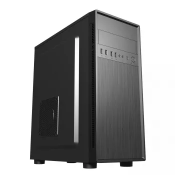 PC-korpus GEMBIRD Fornax 160 Mini Tower — must, SPCC, toetab ITX/mATX/ATX, 1×3,5-tolline + 3×2,5-tollist sahtlit, 7 laienduspesa, 445×185×390 mm