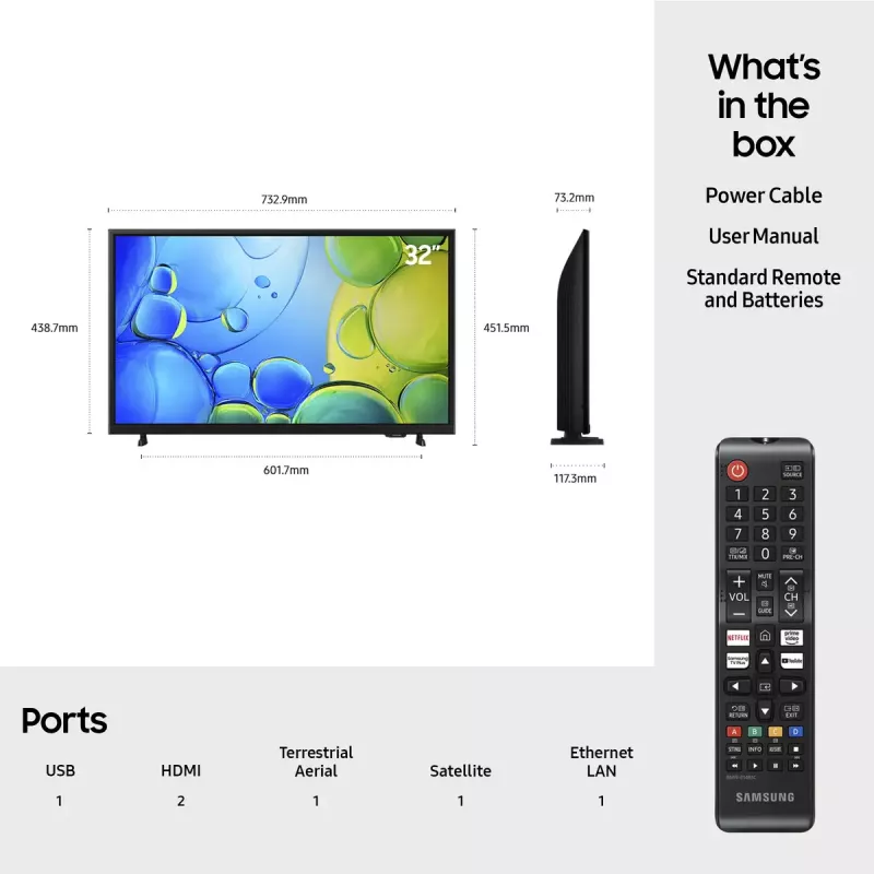 LED-televiisor Samsung UE32F6000FKXXU 32 tolli (81,3 cm) Full HD 1920x1080, Tizen, Wi‑Fi, HDR10+, 2×HDMI, 2.0ch, VESA 200×200