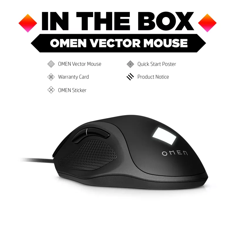 HP OMEN Vector Hiir, Paremakäeline, IR LED, USB Type-A, 16000 DPI, 1 ms, Must