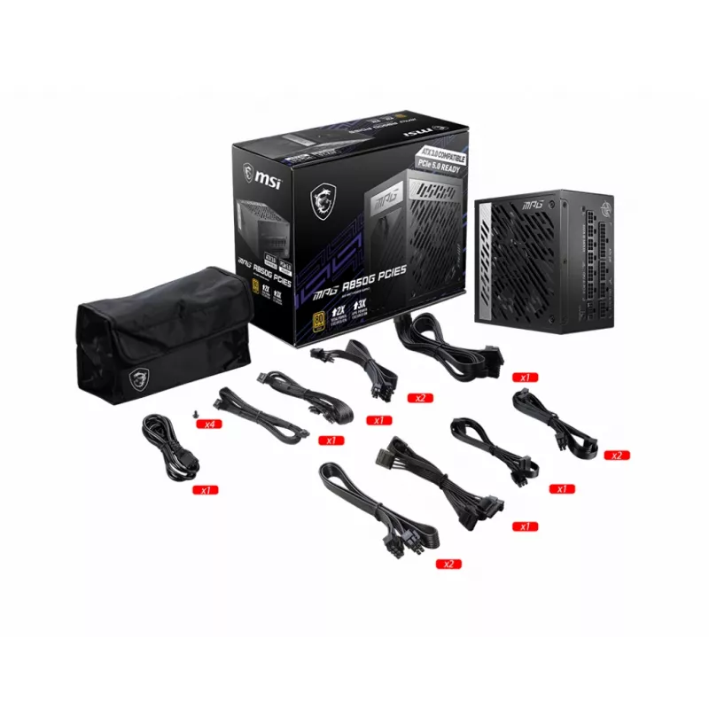 MSI MPG A850G PCIE5 toiteplokk 850 W 24-kontaktine ATX ATX Must