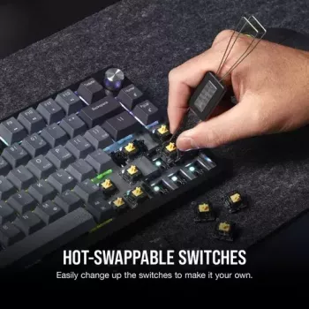 Mehaaniline mänguklaviatuur Corsair K65 PLUS WIRELESS RGB, juhtmevaba, USB, must
