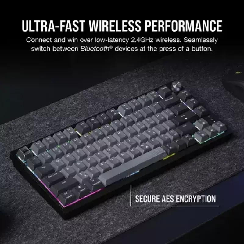Mehaaniline mänguklaviatuur Corsair K65 PLUS WIRELESS RGB, juhtmevaba, USB, must