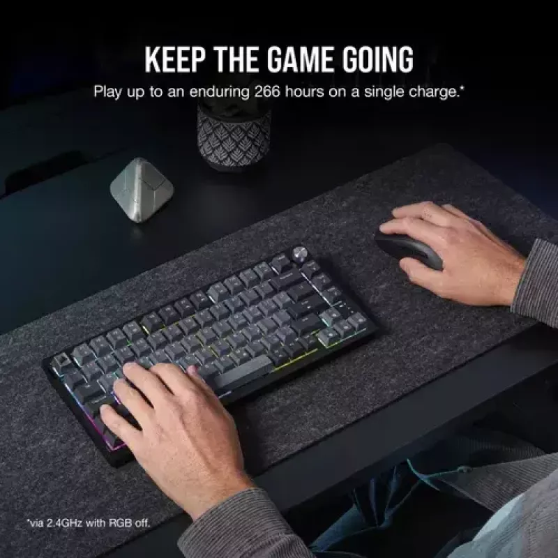Mehaaniline mänguklaviatuur Corsair K65 PLUS WIRELESS RGB, juhtmevaba, USB, must