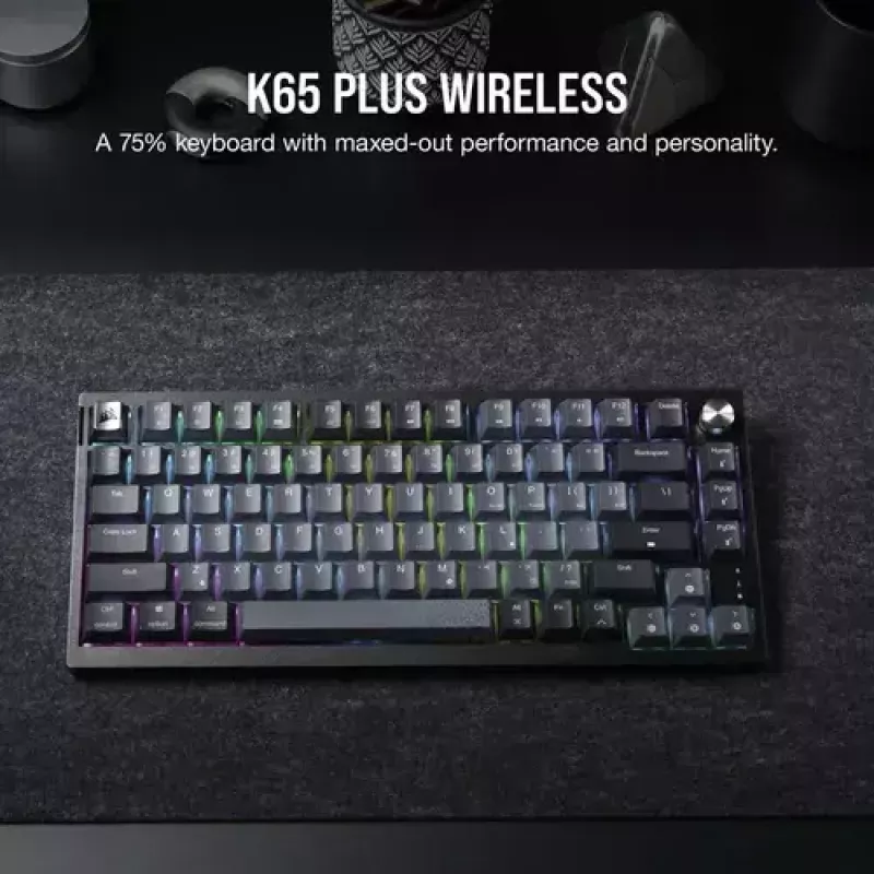 Mehaaniline mänguklaviatuur Corsair K65 PLUS WIRELESS RGB, juhtmevaba, USB, must