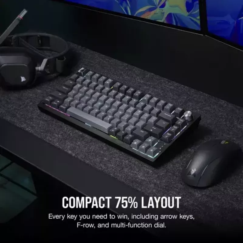 Mehaaniline mänguklaviatuur Corsair K65 PLUS WIRELESS RGB, juhtmevaba, USB, must
