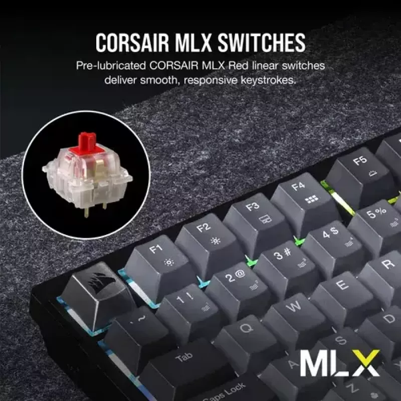 Mehaaniline mänguklaviatuur Corsair K65 PLUS WIRELESS RGB, juhtmevaba, USB, must