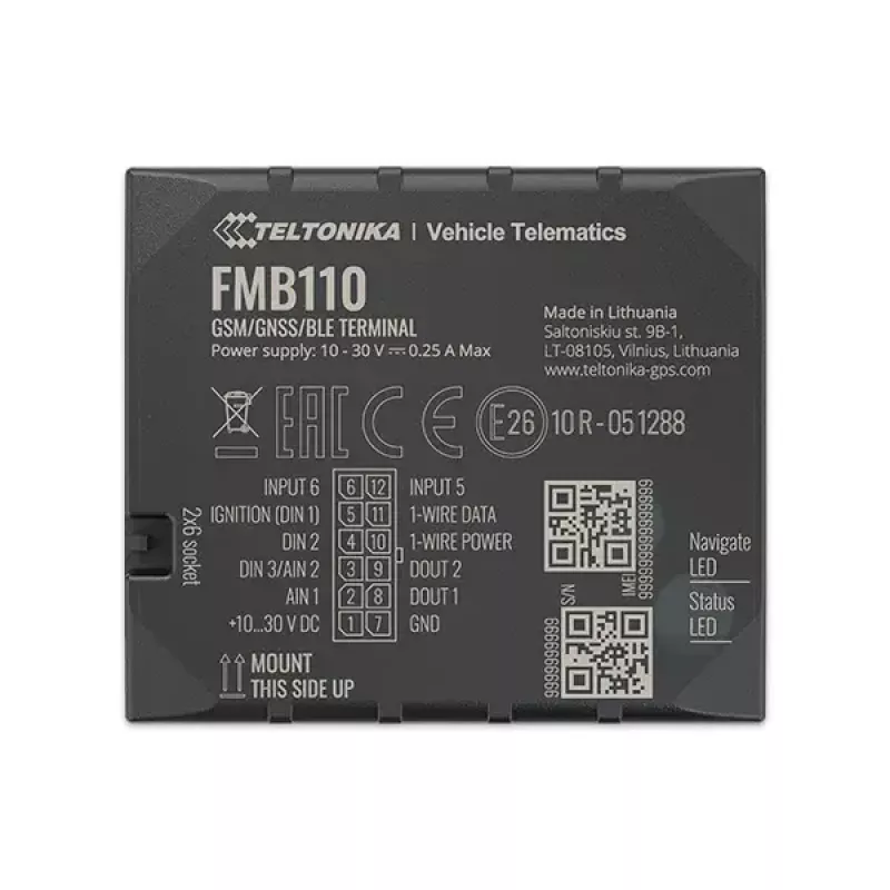 GPS-seade Teltonika FMB110 autole must tolmukindel 0,128 GB