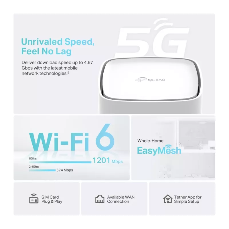 TP-Link Archer NX210 traadita ruuter Gigabit Ethernet Kaheribaline (2,4 GHz / 5 GHz) 5G Valge