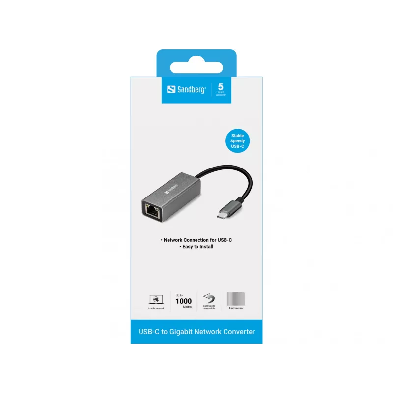 Võrguadapter Sandberg USB-C Gigabit 136-04