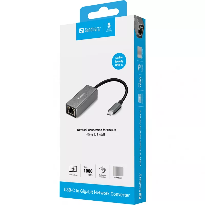 Võrguadapter Sandberg USB-C Gigabit 136-04