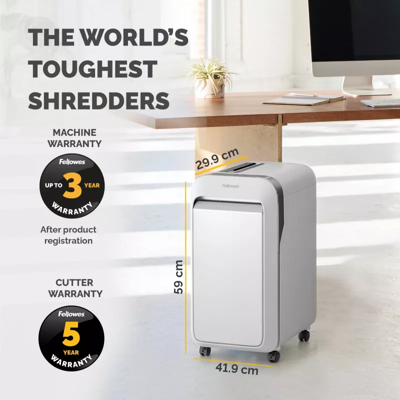 Fellowes LX Series Paper Shredder LX221 20 Sheet Micro Cut Shredder with 30 Litre Pull Out Bin Superior Security P5 Valge