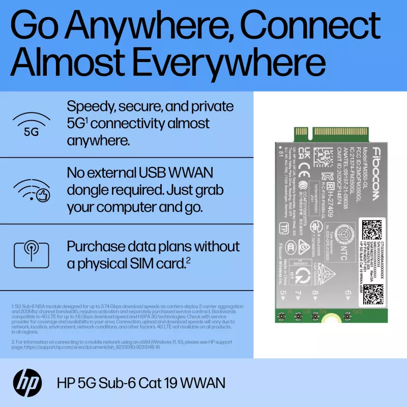 HP 5G Sub-6 Cat 19 WWAN liidesekaardid/adapter