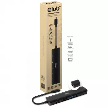 CLUB3D USB-tüüp C 7-ühes jaotur HDMI 4K60Hz SD TF kaardipesa 2x USB-tüüp A USB-tüüp C PD RJ45 töötab Thunderbolt 3-ga