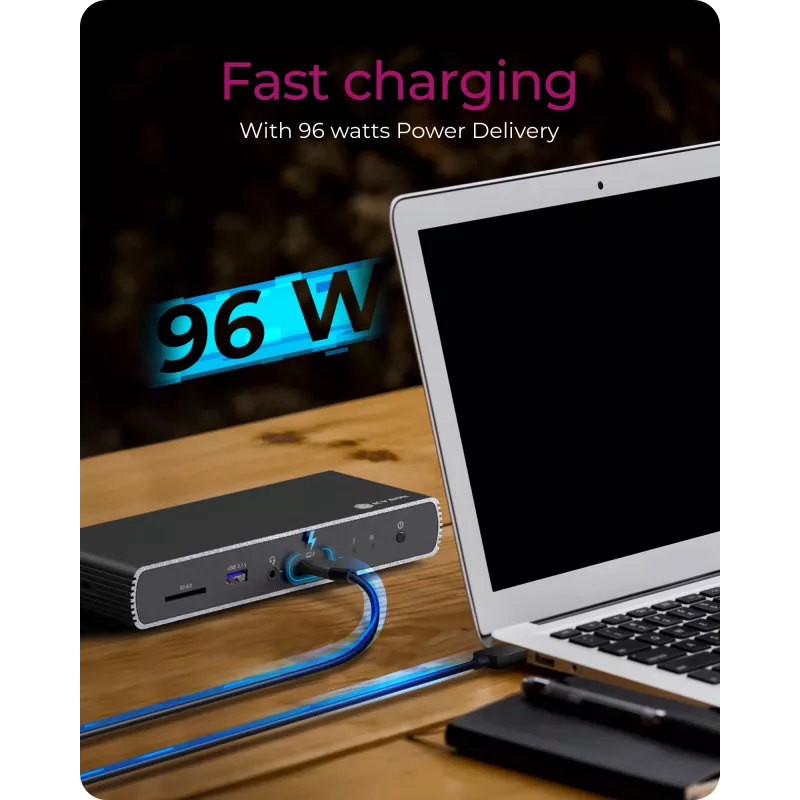 ICY BOX IB-DK8801-TB4 Juhtmega Thunderbolt 4 Antratsiit, Must