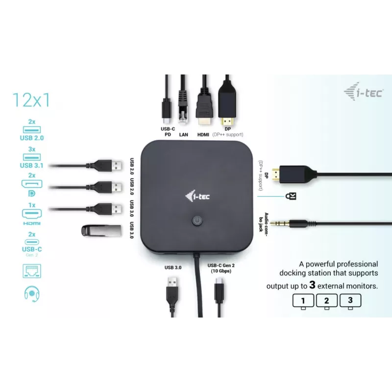 i-tec USB-C HDMI Dual DP dokkimisjaam toiteedastusega 100 W